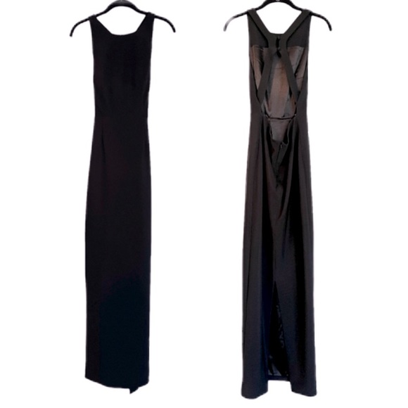 Jarlo Dresses & Skirts - JARLO Black Halter Neck Open Back Slit Hem Maxi Dress